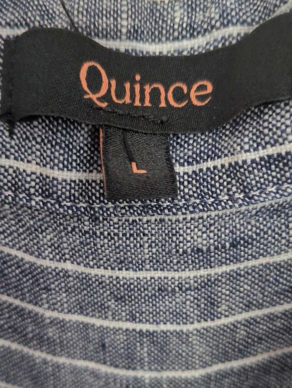 Quince European Linen Camp Shirt - Chambray Stripe - L - Picture 2 of 6